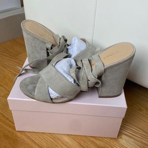 Grey/Taupe Suede Lace Up Heels